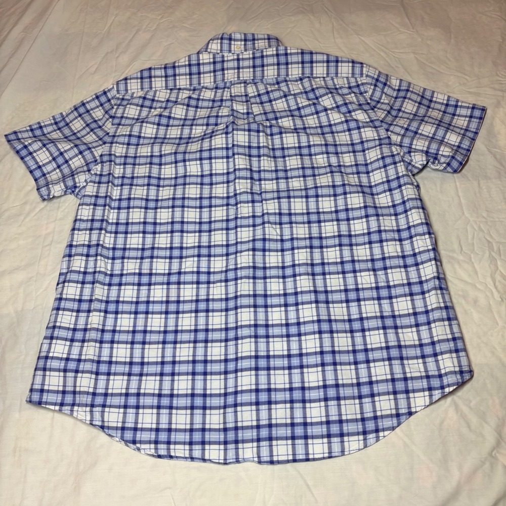 Polo Ralph Lauren Mens XL Blue White Plaid Short Sleeve Button Down Shirt Cotton - Picture 3 of 8